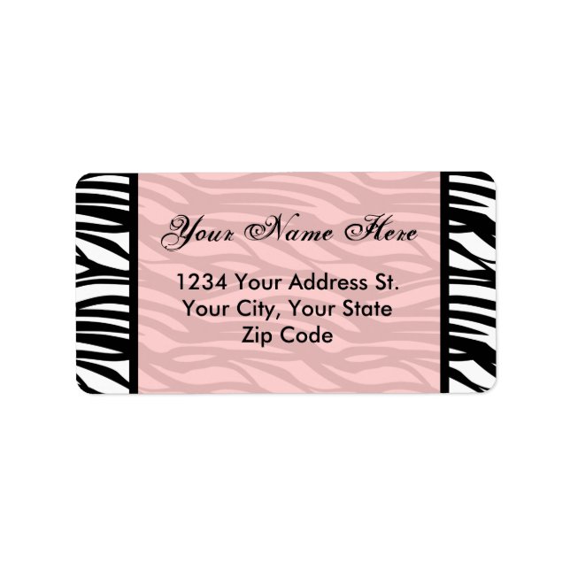Soft Pink Zebra Address Labels (Front)