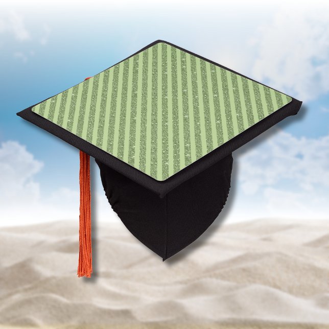 Soft Pistachio Glitter Style Minimal Pattern Graduation Cap Topper (Creator Uploaded)