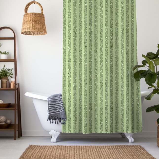 Soft Pistachio Glitter Style Minimal Pattern Shower Curtain (Creator Uploaded)