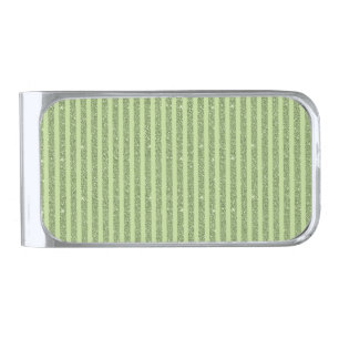 Soft Pistachio Glitter Style Minimal Pattern Silver Finish Money Clip
