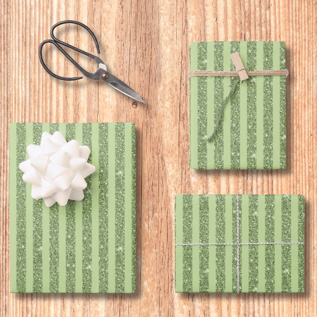 Soft Pistachio Glitter Style Minimal Pattern Wrapping Paper Sheets (Creator Uploaded)