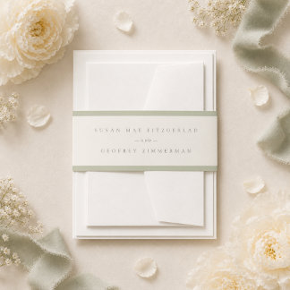 Soft Pistachio Wedding Invitation Belly Band