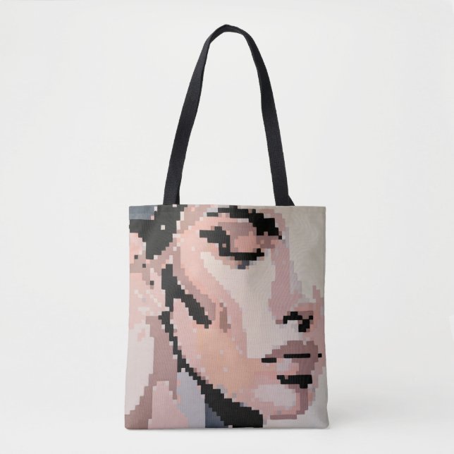 Soft Pixel Portrait in Pale Tone Tote Bag (Front)