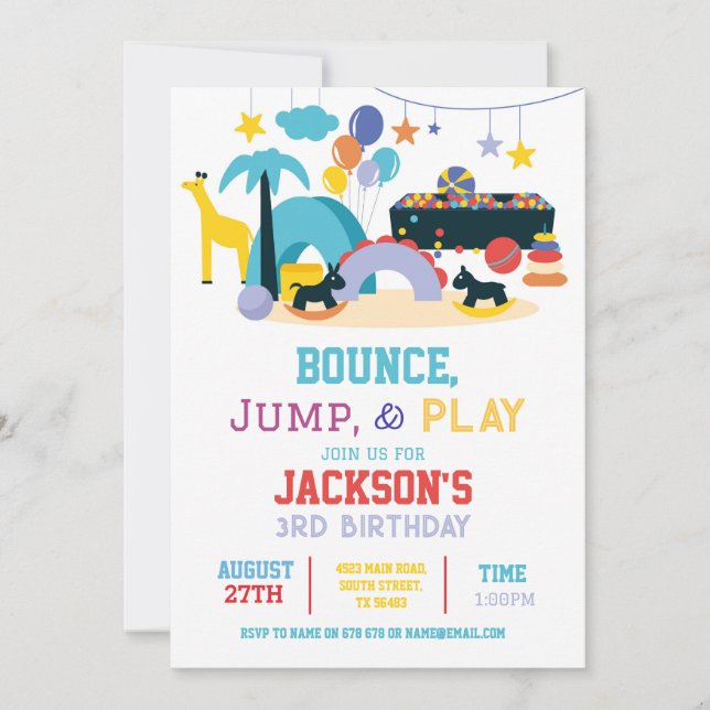 Soft Play Bounce Jump Birthday Party Invitation (Front)