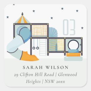 Soft Play Centre Indoor Jungle Gym Kids Address Square Sticker