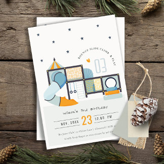 Soft Play Centre Indoor Jungle Gym Kids Birthday Invitation