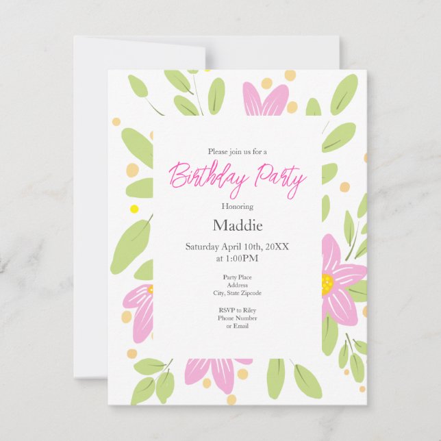Soft Plum Pink Floral Bouquet Invitation (Front)