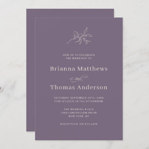 Soft Plum Simple Elegant Minimalist Wedding Invitation