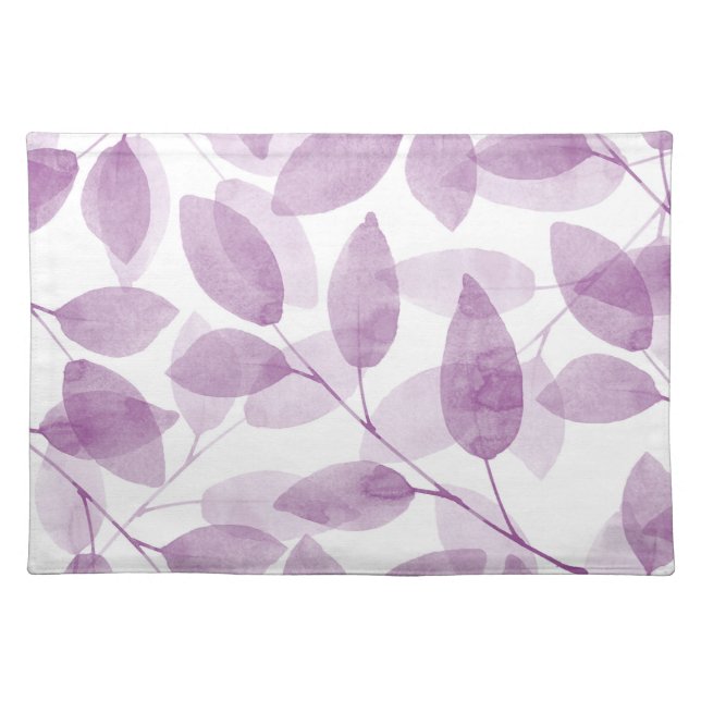 Soft Plum Watercolor Leaves Placemat (Front)