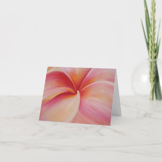 Soft Plumeria flower art notecard (Front)