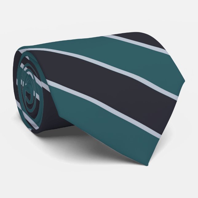 Soft Plus Dark Blue And Pine Green Diagonal Stripe Neck Tie (Rolled)