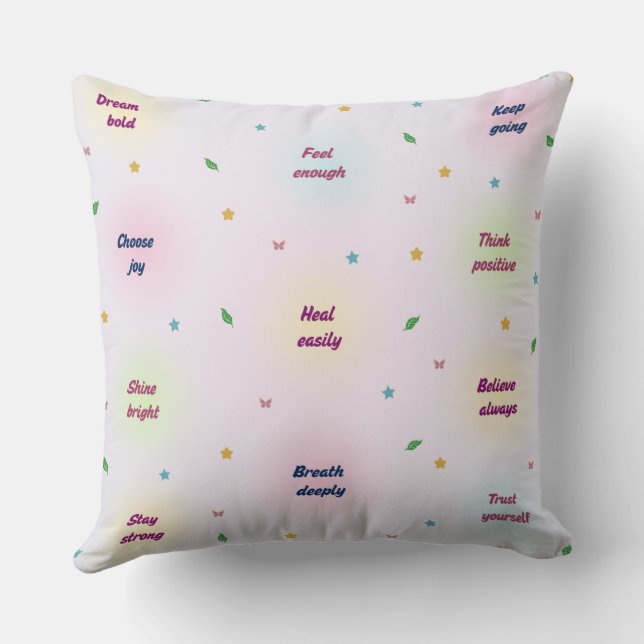 Soft Positive Affirmations Pattern  Throw Pillow (Back)
