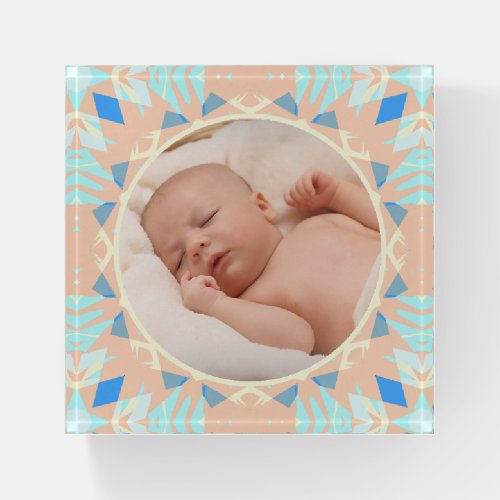 Soft Pretty Blue Custom Photo Mothers Day Gift Paperweight