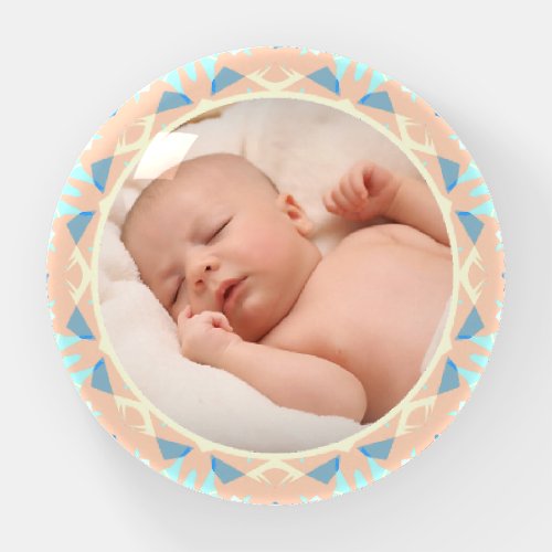 Soft Pretty Blue Custom Photo Motherâs Day Gift Paperweight