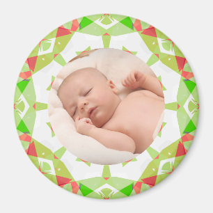 Soft Pretty Green Custom Christmas Photo Picture Magnet