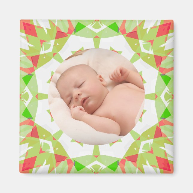 Soft Pretty Green Custom Christmas Photo Picture Magnet (Front)