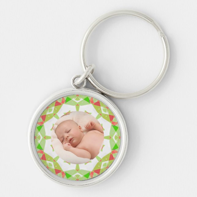 Soft Pretty Green Mother’s Day Mommy Custom Photo Keychain (Front)