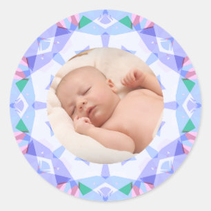 Soft Pretty Pastels Custom Christmas Photo Picture Classic Round Sticker