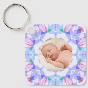 Soft Pretty Pastels Custom Christmas Photo Picture Keychain