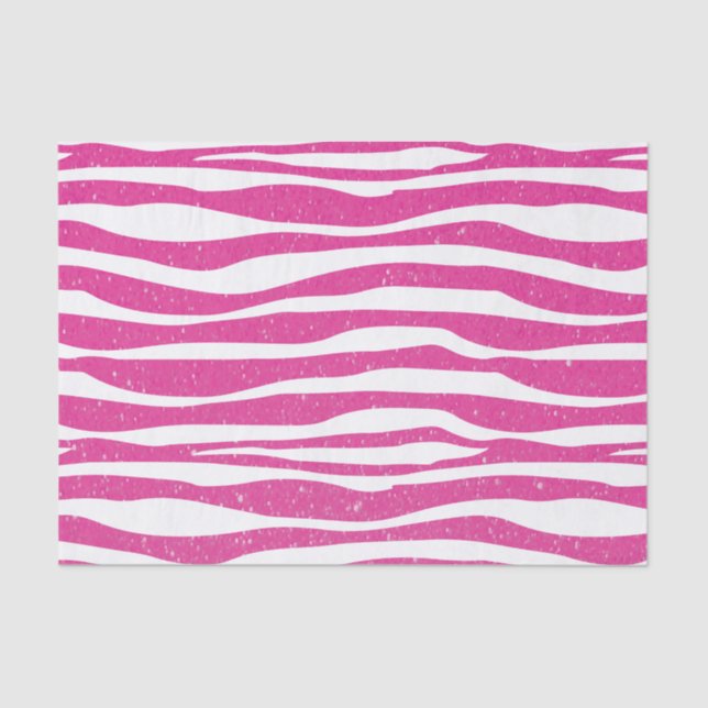 Soft Pretty Pink Glitter Zebra Animal Print Tissue Paper (Front)