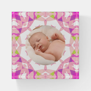 Soft Pretty Pink Pastels Custom Newborn Baby Photo Paperweight