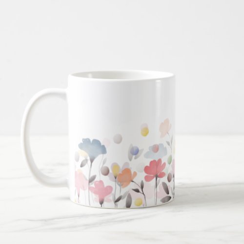 Soft Pretty Watercolor Art Flowers Coffee Mug