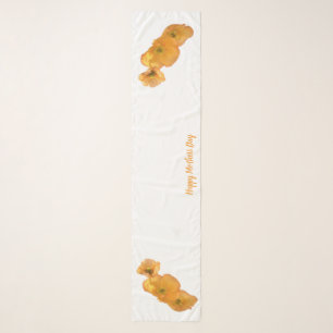 soft & pretty white chiffon scarf 3 yellow poppies
