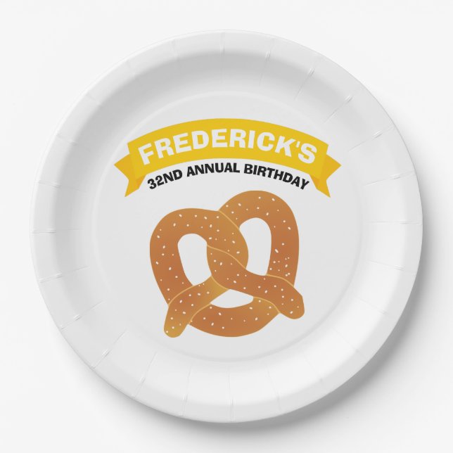 Soft Pretzel Party Paper Plates (Front)