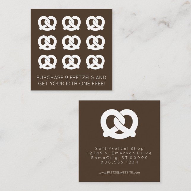 soft pretzels loyalty stamp color customizable (Front/Back)