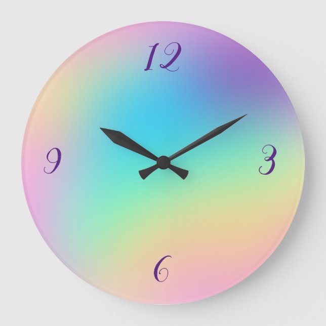 Soft Prismatic Pastel Gradient Clock (Front)