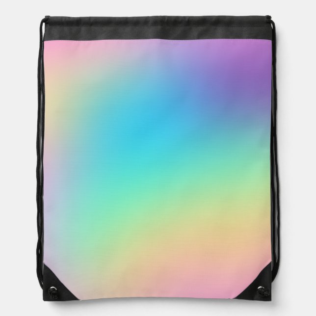 Soft Prismatic Pastel Gradient Drawstring Backpack (Front)