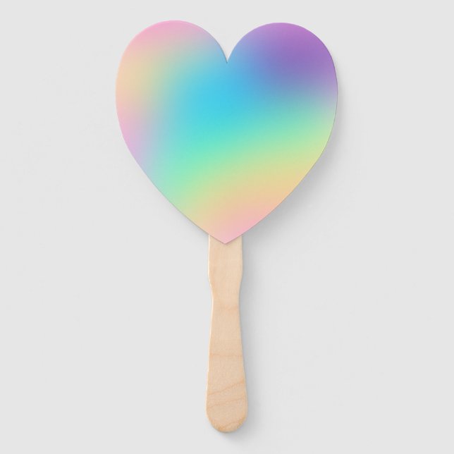 Soft Prismatic Pastel Gradient Heart Fan (Front)