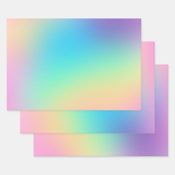 Soft Prismatic Pastel Gradient Wrapping Paper Sheets
