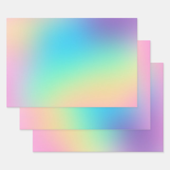 Soft Prismatic Pastel Gradient Wrapping Paper Sheets (Set)