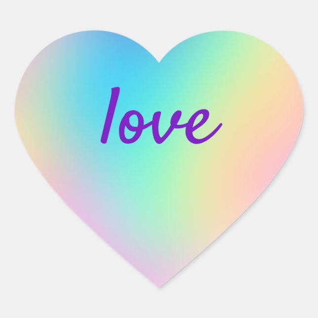 Soft Prismatic Rainbow Gradient Heart Sticker (Front)
