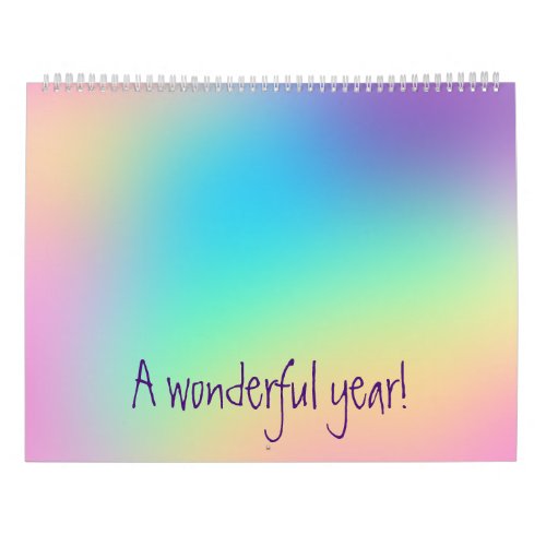Soft Prismatic Rainbow Gradient Inspirational Cale Calendar