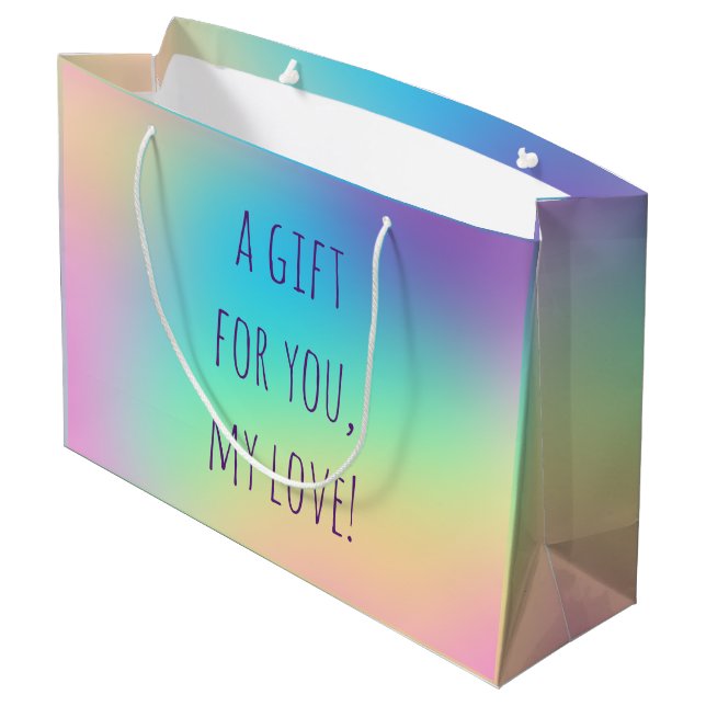 Soft Prismatic Rainbow Gradient Large Gift Bag (Back Angled)