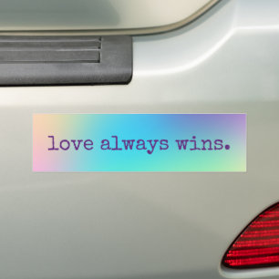 Soft Prismatic Rainbow Gradient "Love Always Wins" Bumper Sticker