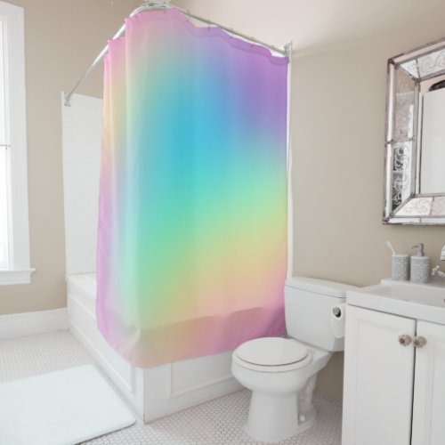 Soft Prismatic Rainbow Gradient Shower Curtain