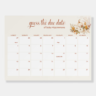 Soft Pumpkin Guess the Due Date Baby Shower Game Foam Board