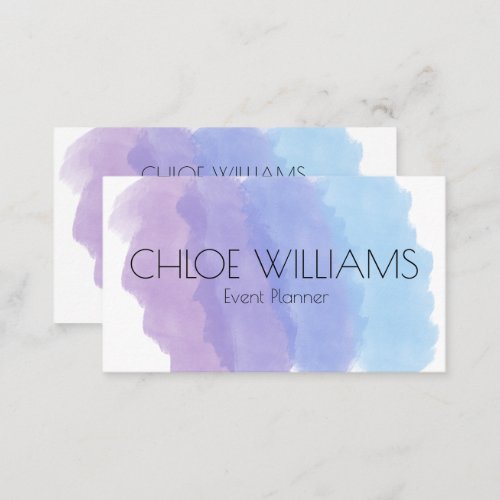 Soft Purpl Blue Painting Abstract Brush Watercolor Business Card