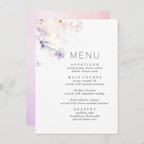 Soft Purple and Blush Elegant Minimalist Menu