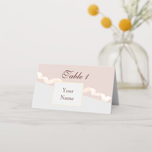 Soft purple and grey effects with ribbon place c place card (Front)