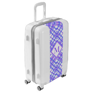 Soft Purple Blue Pastel Plaid Personalize Monogram Luggage