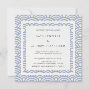 Soft Purple Blue Waves Elegant Beach Wedding Invitation