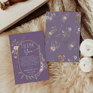 Soft Purple Boho Wildflower Baby Shower Thank You Card