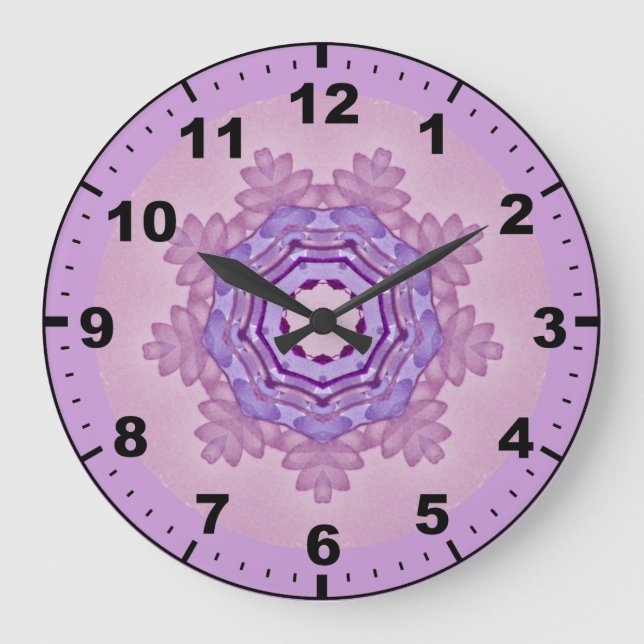 ~ Soft Purple Bonsai Pattern Fractal ~ Large Clock (Front)