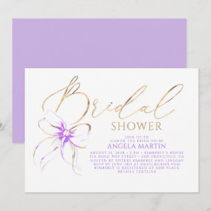 Soft Purple Bow Elegant Romantic Bridal Shower Invitation