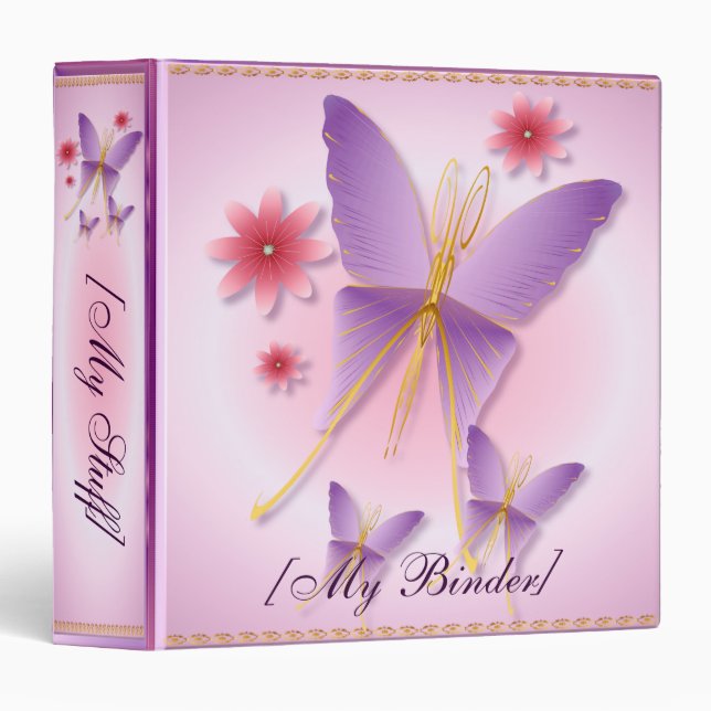 Soft Purple Butterfly Binder (Front/Spine)