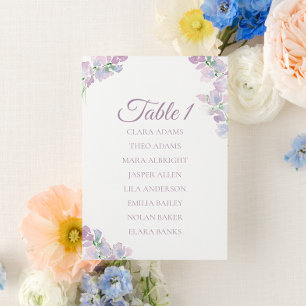 Soft Purple Butterfly Pea Wedding Seating Card